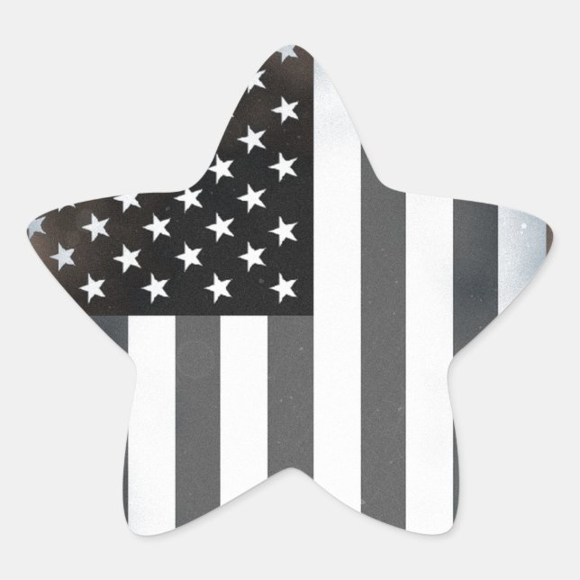 Sticker Étoile Drapeau américain noir et blanc (Devant)