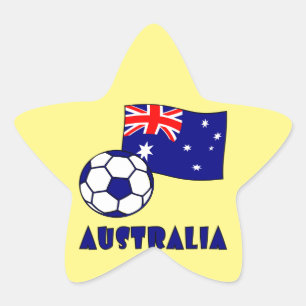 Sticker Étoile Drapeau de balle de football australien bleu sur f