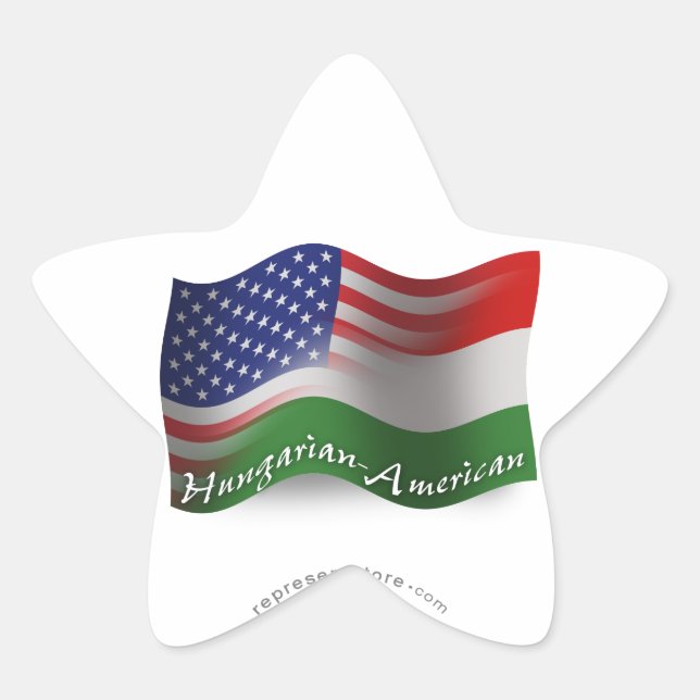 Sticker Étoile Drapeau de vol hongrois-américain (Devant)