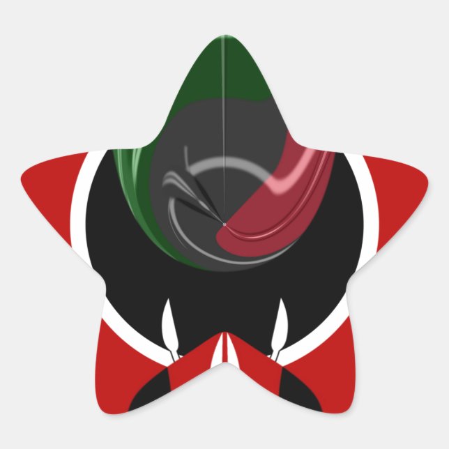Sticker Étoile Drapeau Fluid Kenyan : Un design moderne (Devant)