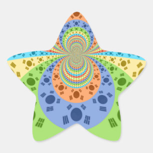 Sticker Étoile Drapeau sud-coréen Inspiré Art Abstrait Impression