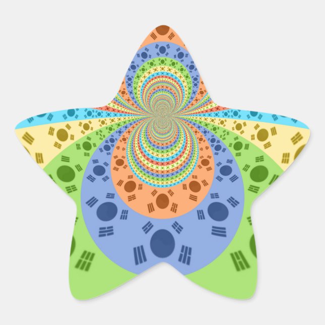 Sticker Étoile Drapeau sud-coréen Inspiré Art Abstrait Impression (Devant)