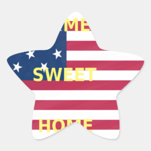 Sticker Étoile Drapeau USA "Home Sweet Home" Art Imprimer