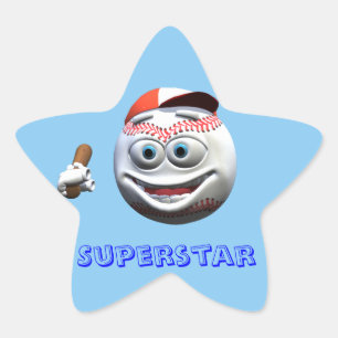 Sticker Étoile Drôle Cartoon Baseball avec chauve-souris