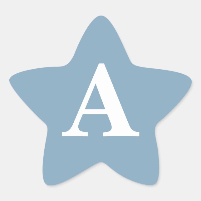 Sticker Étoile Dusty Blue White Monogrammes Fête des mariées simp (Devant)