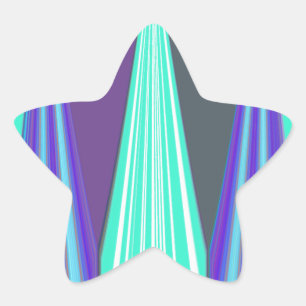 Sticker Étoile Edgy Blue Purple Cyan Chevron Art Imprimer