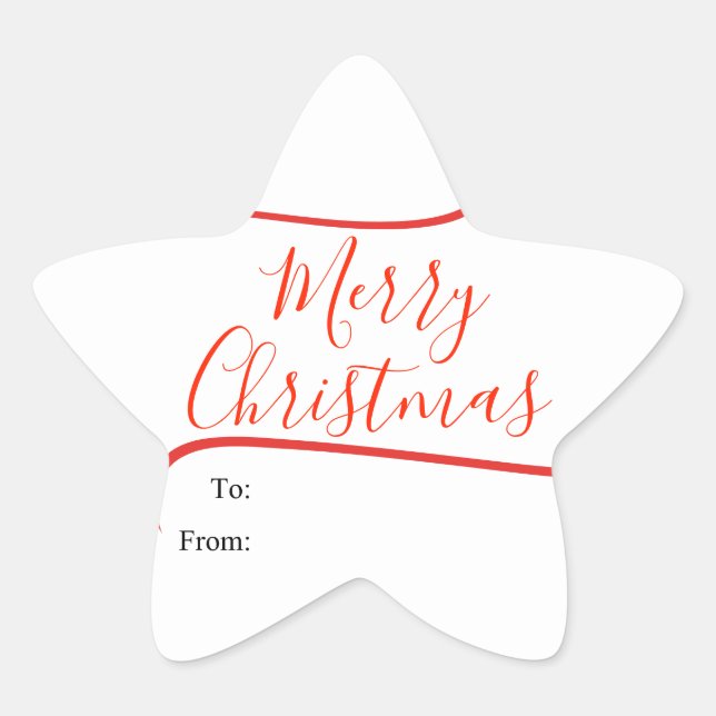 Sticker Étoile Elegant Calligraphy Merry Christmas Gift (Devant)