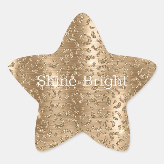 Sticker Étoile Empreinte de léopard Gold Glam Parties scintillant (Devant)