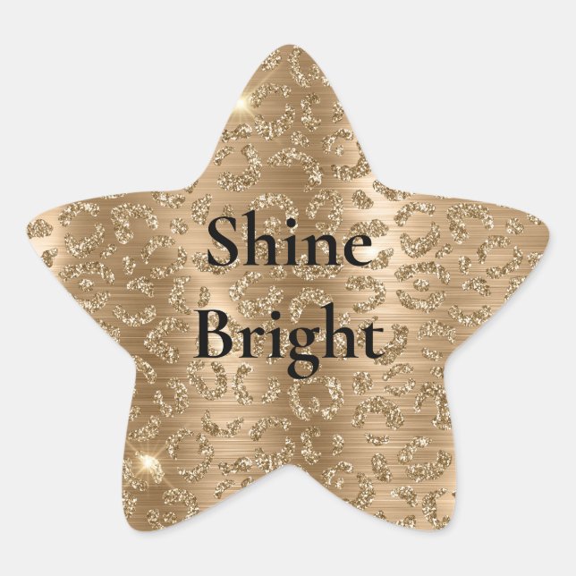 Sticker Étoile Empreinte de léopard Gold Glam Parties scintillant (Devant)