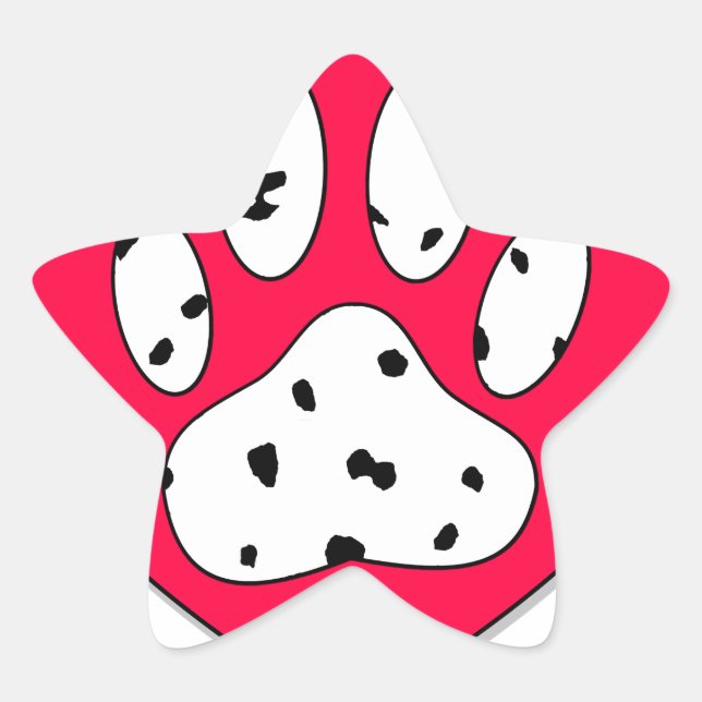 Sticker Étoile Empreinte de patte dalmate dans le coeur rouge (Devant)