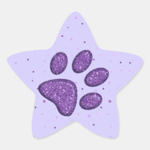 Sticker Étoile empreinte de patte de chat mousseux - violet
