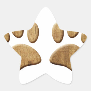 Sticker Étoile Empreinte de patte de chien de bois