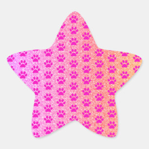 Sticker Étoile Empreintes de patte roses Paillettes Rose Gold Mig