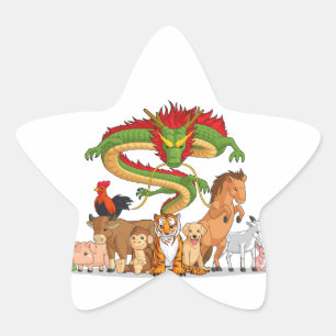 Sticker Étoile Ensemble, les 12 animaux chinois Zodiac