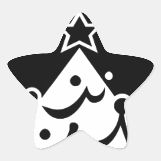 Sticker Étoile Étoile de Noël noire et blanche (Devant)