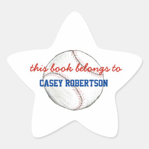 Sticker Étoile Ex-libris personnalisés de baseball pour les enfan