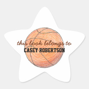 Sticker Étoile Ex-libris personnalisés de basketball pour enfants