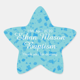 Sticker Étoile Faveur de baptême Confetti Bleu Bébé