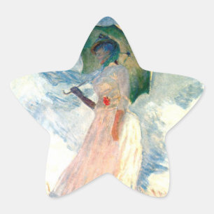Sticker Étoile Femme Monet avec un parasol face à gauche