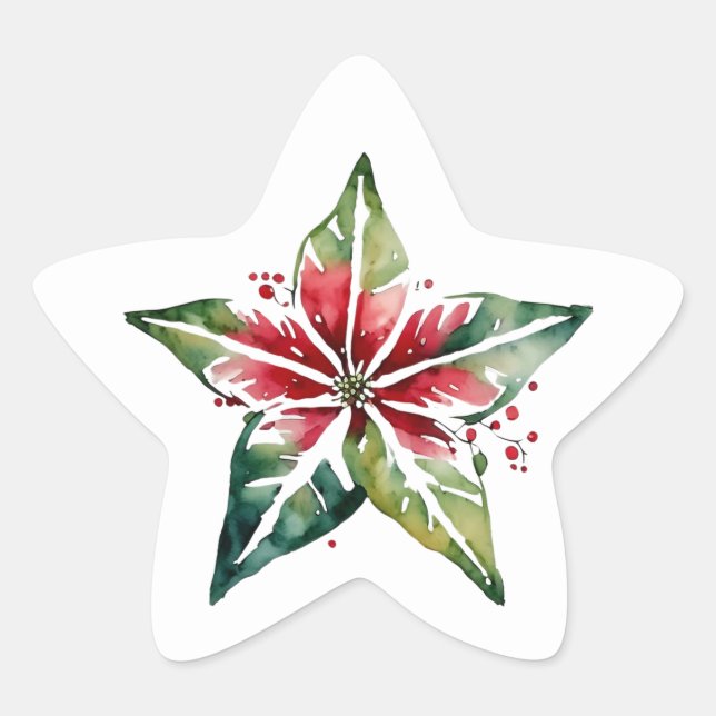 Sticker Étoile Festive Green et Red Christmas Holiday (Devant)