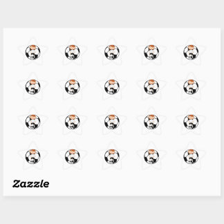 Sticker Étoile Fille de football 3 et balle noir et blanc