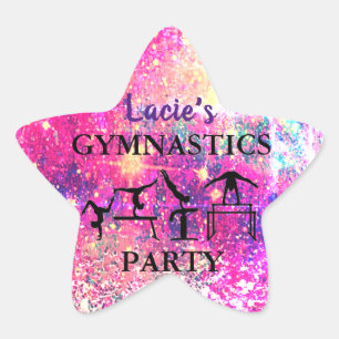 Sticker Étoile Filles Gymnastique Anniversaire Rustique Sparkle P