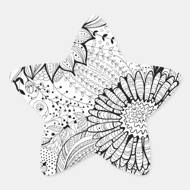 Sticker Étoile Fleurs décoratives (Devant)