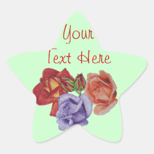 Sticker Étoile fleurs roses rouges et bourgeons roses art floral