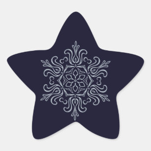 Sticker Étoile Flocon de neige en argent orange