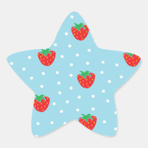 Sticker Étoile Fraises et bleu Pois