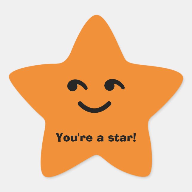 Sticker Étoile Fun Orange Happy Smiling Face Vous êtes une école  (Devant)