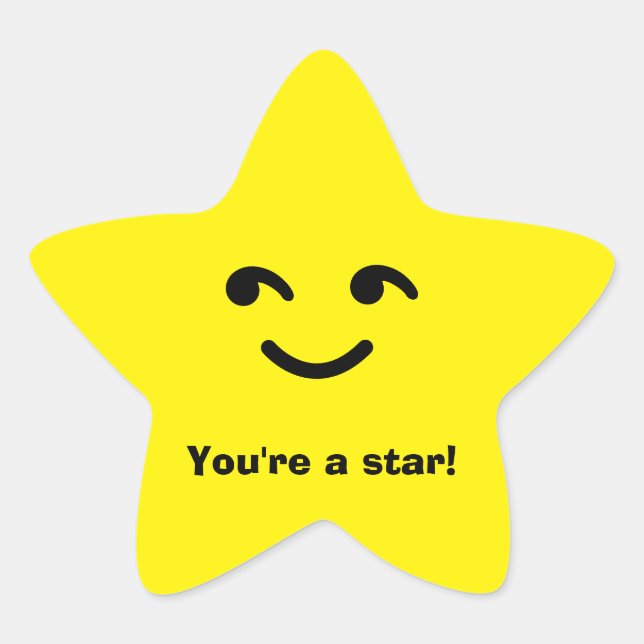 Sticker Étoile Fun Yellow Happy Smiling Face Vous êtes une école  (Devant)