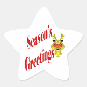 Sticker Étoile Funny Christmas Reindeer "Salutations de saison"