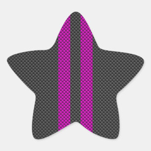 Sticker Étoile Fuschsia Pink Stripes en fibre de carbone