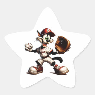 Sticker Étoile Goofy Cat Baseball Pitcher Monte
