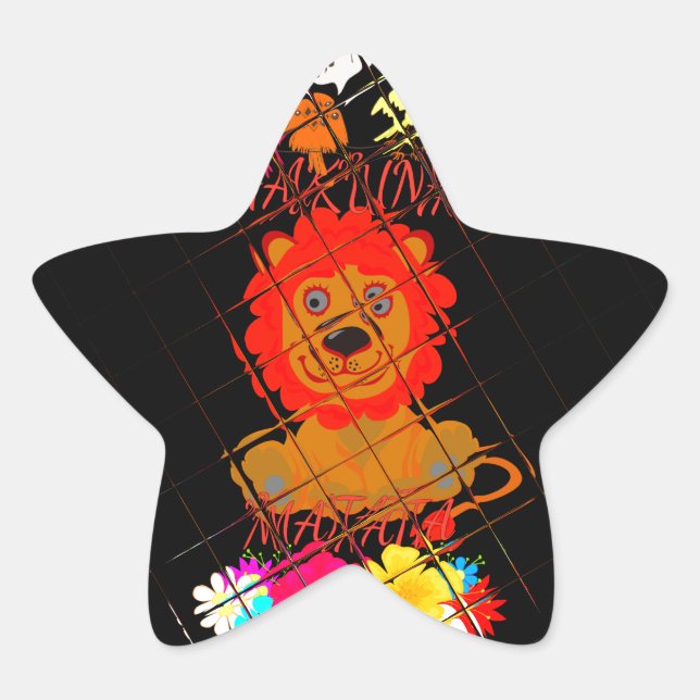 Sticker Étoile Hakuna Matata mignon petit lion roi (Devant)