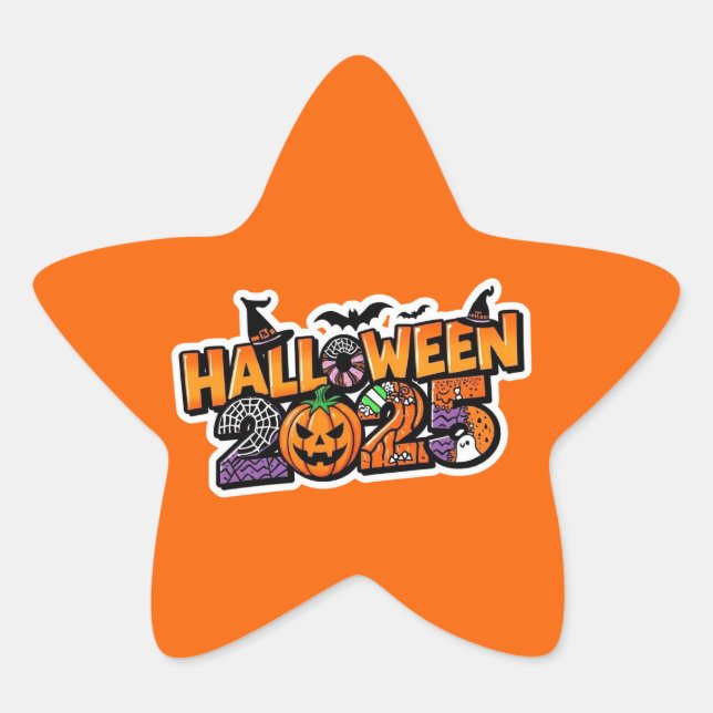 Sticker Étoile Halloween 2025 Magic – Festive Pumpkin (Devant)