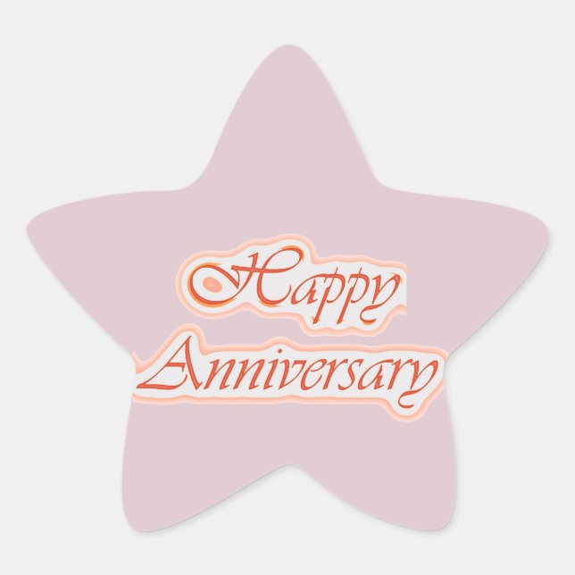Sticker Étoile HAPPY Anniversary : Elegant Texte Couleur Arrière  (Devant)