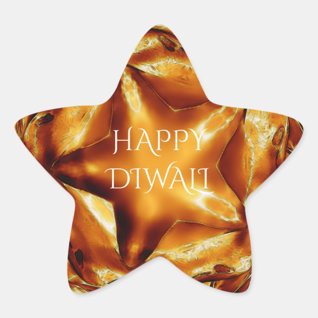 Sticker Étoile Heureux Diwali Salutation or cuivre brillant étoil (Devant)