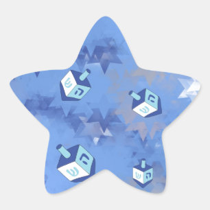 Sticker Étoile Heureux Hanoukka Falling Star et Dreidels