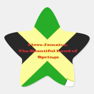 Sticker Étoile I Love Jamaica Text on Flag Art Print