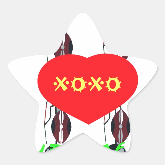 Sticker Étoile I Love Kenya Massai Art Print (Devant)