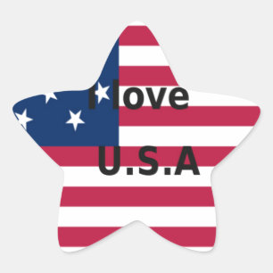 Sticker Étoile I Love U.S.A. Swirl : Patriotic Heart Art Imprimer