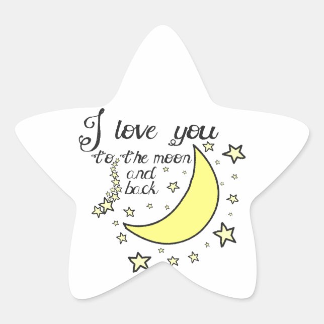 Sticker Étoile I love you to the moon and back (Devant)