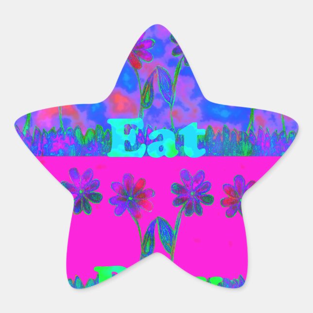 Sticker Étoile Imprimer Art Motivational Vibrant "Eat Love & Play (Devant)