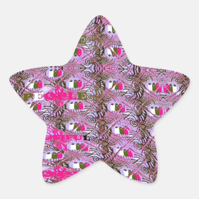 Sticker Étoile Imprimer l'art Motif Abstrait dense et complexe (Devant)