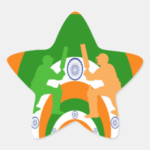 Sticker Étoile Inde Cricket Spirit : Design abstrait