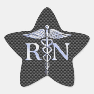 Sticker Étoile Infirmière inscrite RN Silver Caduceus Snakes