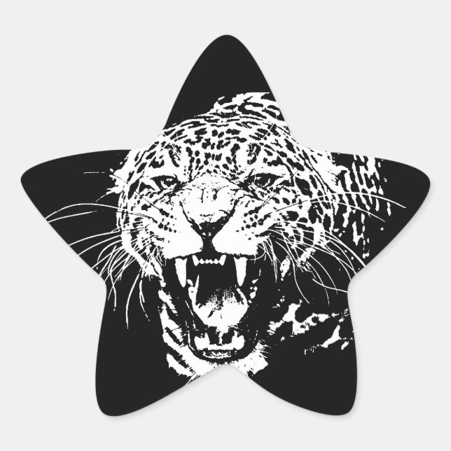 Sticker Étoile Jaguar noir et blanc (Devant)