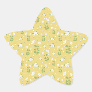 Sticker Étoile Jasmines avec feuilles, motif transparent